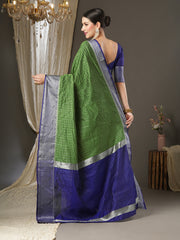 Women's Aura Silk Green WovenDesign DesignerSaree With Blouse Piece