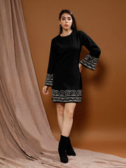 Women Embroidered Bohemian A-Line Above Knee Dress