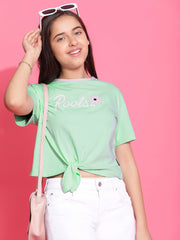 بلوزة قصيرة قطنية للبنات