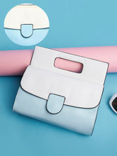 حقيبة يد نسائية على شكل ظرف - أزرق باهت وأبيض عاجي