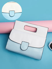 حقيبة يد نسائية على شكل ظرف - أزرق باهت وأبيض عاجي