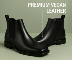 THE ASHFORD Men's Stylish Vegan Leather Chelsea Boots with Side Zipper & Elastic Panel, Square Toe Ankle Boot (Tan / Black / Brown)