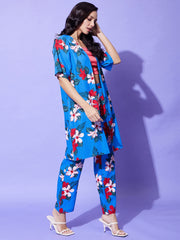 طقم نسائي من 3 قطع: بلوزة قصيرة وبنطال