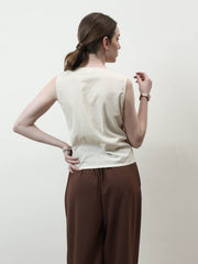 Women Solid V-Neck Linen Top
