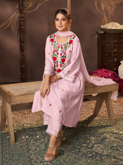 Ligth Pink Embroidered Kurta Set