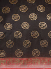 Women's Art Silk Black Printed DesignerSaree With Blouse Piece