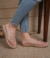 Casual Beige One Toe Flats Round Toe Slip-On Flats