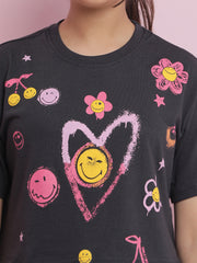 بلوزة قصيرة قطنية للبنات