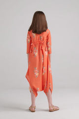 Bright Orange Dhoti Jumpsuit Kids