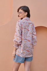 Heather Purple Smocked Sleeved Shirt