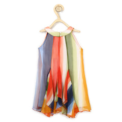 Girls Chiffon Multi Coloured Print Dress