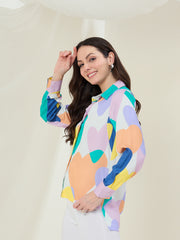 Women's Heart Print Rayon Shirt