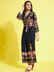 Girls Floral Printed Jumpsuit