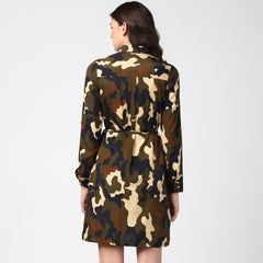 Women's Camouflage Print Shirt Dress