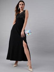 Women Black Embellished Maxi Dress