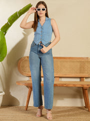 Women's WaistCoat Style Sleeveless Top