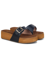 أحذية مول عصرية بكعب إسفيني بارتفاع 2 بوصة، مفتوحة من الخلف، ذات مقدمة مستديرة