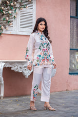 Printed Poly Linen Top and Pant cord set
