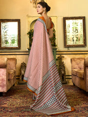 Women's Bhagalpuri Silk Off White Printed Designer Saree With Blouse Piece