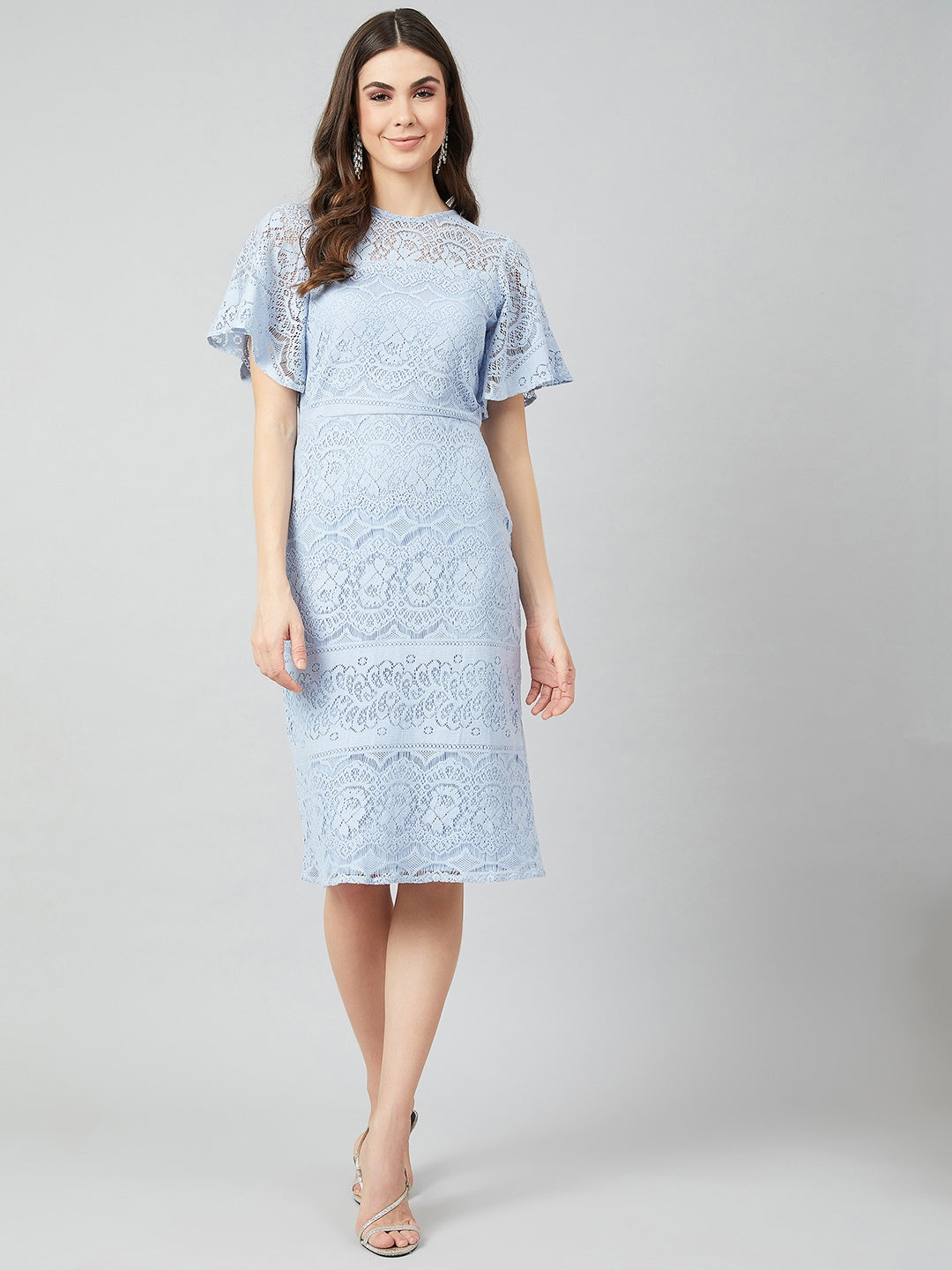 Blue Self Design Sheath Dress