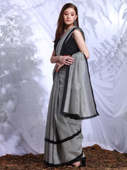 ساري نسائي أبيض مطبوع من حرير بهجالبوري مع قطعة بلوزة