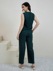 Embroidered Linen Top With Trousers