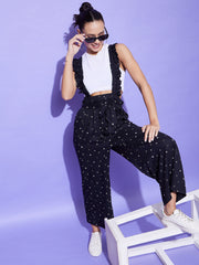 Women's Black Heart Print Pinafore Jumpsuits (T Shirt not included)