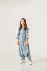 Aqua Blue Dhoti Jumpsuit Kids
