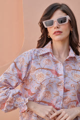 Heather Purple Smocked Sleeved Shirt