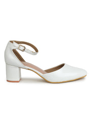 صندل أنيق وعصري بكعب عريض بارتفاع 2 بوصة وحلقة للكاحل ومقدمة مدببة