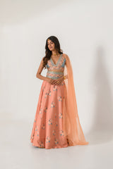 Scarlet Orange Kali Lehenga Set