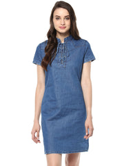 Women's Denim Lace Up Dress