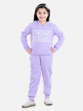 Girls Lavender Home S'Cool Printed Hooded Track Suit Set