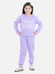 Girls Lavender Home S'Cool Printed Hooded Track Suit Set