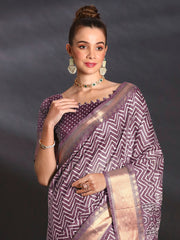 Women's Art Silk Mauve Printed Designer Saree With Blouse Piece