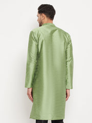 Vastramay - Men's Light Green Silk Blend Kurta