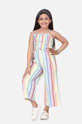 Girls Cotton Blend Multicolour Jumpsuit