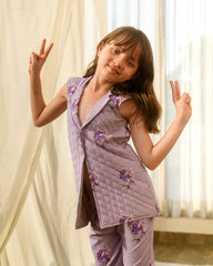 Very Peri Lilac Quilted Pant Suit Kids