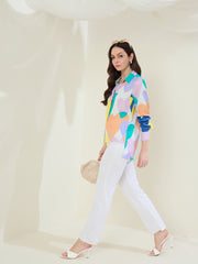 Women's Heart Print Rayon Shirt