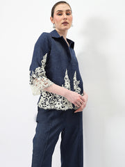 Embellished Embroidered Linen Top
