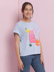 بلوزة قصيرة قطنية للبنات