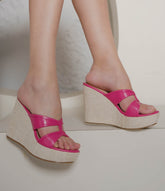 أحذية مول عصرية بكعب إسفيني 5 بوصات، مفتوحة من الخلف، ذات مقدمة مستديرة