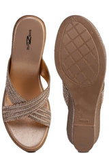 Pink Casual Wedge Open Back 3 inches Wedge Heels