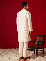 Vastramay - Men's Peach Silk Blend Kurta Pyjama Set