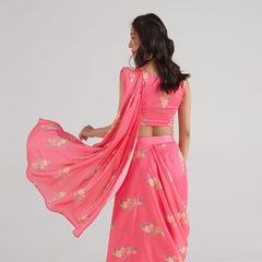 Hot Pink Ready Saree Skirt Set