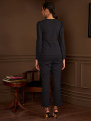 Women Charcoal Grey Solid Top With Trouser