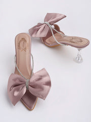 Shoetopia - Stylish Western Embellished Mauve Heels For Women & Girls