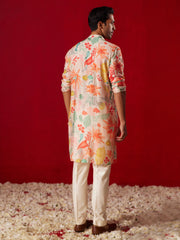 Shvaas By Vastramay - طقم بيجامة كورتا من مزيج القطن الوردي متعدد الألوان للرجال