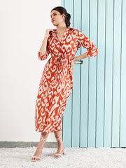 Printed A-Line Midi Dress