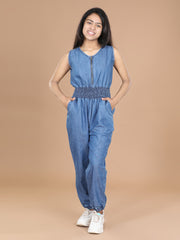 Girls Blue Denim Dungaree Dress ( T Shirt not Provided)